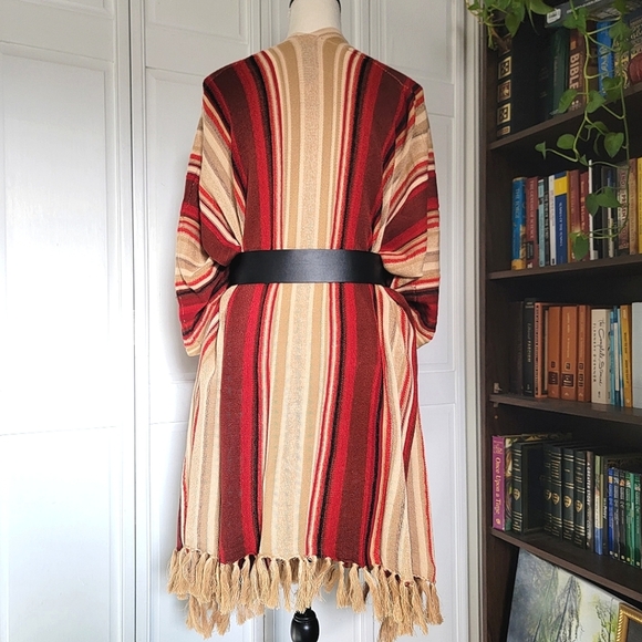 Lauren RL Open Front Oversized Cotton-Linen Blend Cardigan Poncho Wrap - Picture 6 of 11